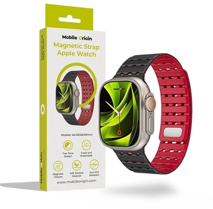 Изображение Mobile Origin Magnetic Strap, black/red - AW Ultra 2/1(49mm)9/8/7(45mm)/6/SE/5/4(44mm)/3/2/1(42mm)