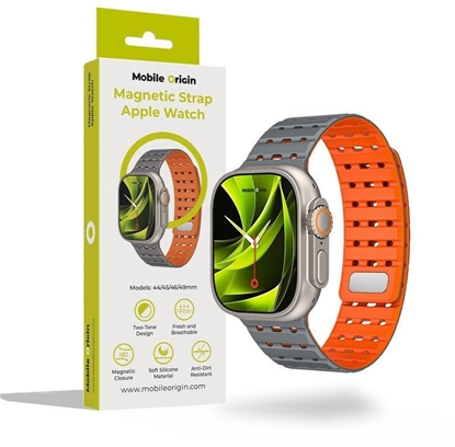 Изображение Mobile Origin Magnetic Strap, grey/orange - AW Ultra 2/1(49mm)9/8/7(45mm)/6/SE/5/4(44mm)/3/2/1(42mm)
