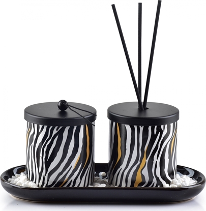 Изображение Mondex Dyfuzor zapachowy+wieca 23x9xH9cm ZEBRA