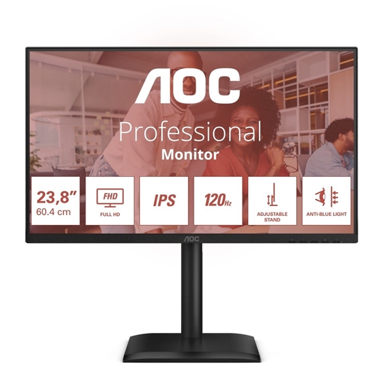 Изображение LCD Monitor|AOC| 60.5 cm (23.8")|1920 x 1080 pixels|Full HD|Native aspect ratio 16:9|LED|Flat|24E4U