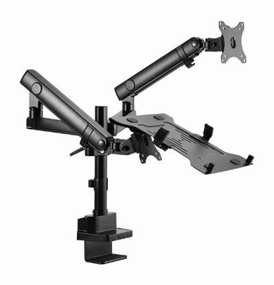 Изображение Monitora stiprinājums Gembird Desk Mounted Adjustable Monitor Arm with Notebook Tray (full-motion)