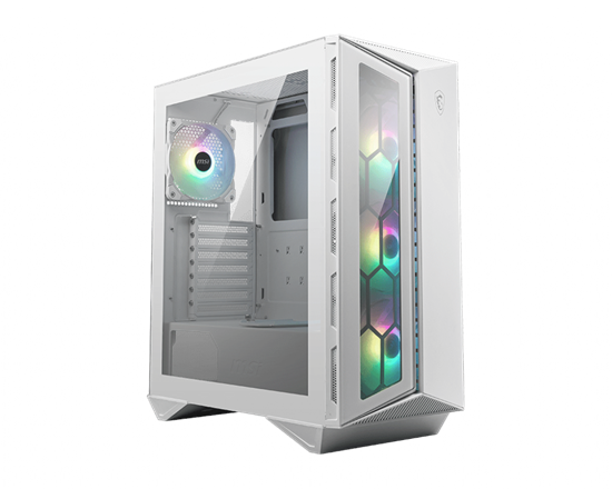 Picture of MSI MPG GUNGNIR 110R WHITE Mid Tower Gaming Computer Case 'White, 4x 120mm ARGB Fan, 1 to 6 ARGB Control board, USB Type-C, Tempered Glass, Center, ATX, mATX, mini-ITX'