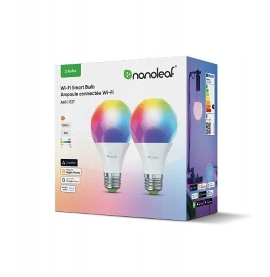 Picture of Nanoleaf Essentials Smart A60 Bulb Matter WiFi 900Lm 2700-6500K, 2pcs pack | E27 | 9 W | RGBCW