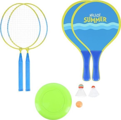 Attēls no Nils Extreme NRZ053 3W1 / ZESTAW DO BADMINTONA 2 RAKIETY + 2 RAKIETY NA PLA + LOTKI + FRIZBI JUNIOR NILS