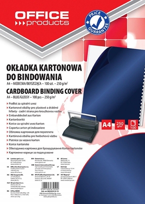 Picture of Office Products Okadki do bindowania karton, A4, 250gsm, byszczce, 100 sztuk, ciemnoniebieski