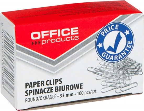 Picture of Office Products Spinacze okrge OFFICE PRODUCTS, 33mm, 100szt., srebrne
