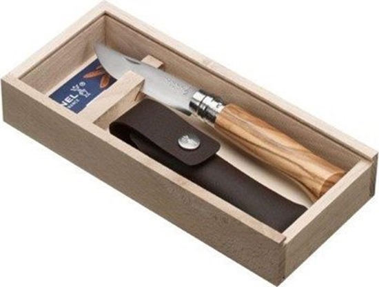 Picture of Opinel No. 08 Olive wood + sheath in pencil box