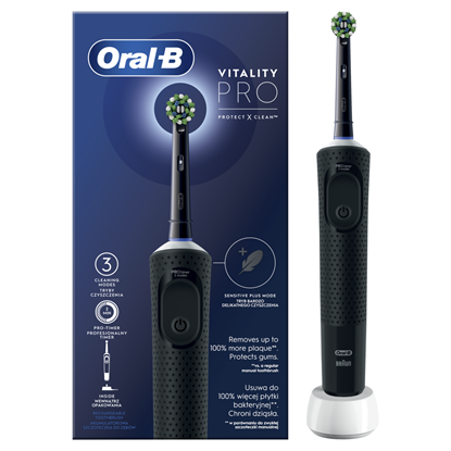 Изображение Oral-B Electric Toothbrush D103 Vitality Pro Rechargeable, For adults, Number of brush heads included 1, Black, Number of teeth brushing modes 3