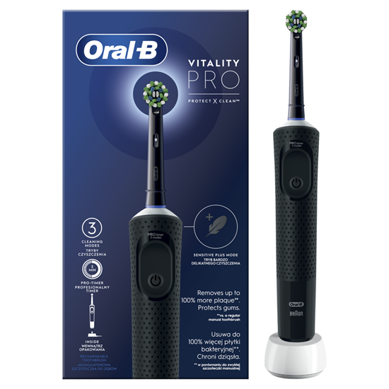 Picture of Oral-B Electric Toothbrush D103 Vitality Pro Rechargeable, For adults, Number of brush heads included 1, Black, Number of teeth brushing modes 3