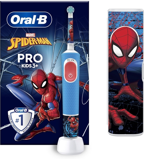 Picture of Oral-B Vitality PRO Kids Spiderman Electric Toothbrush with Travel Case, Blue