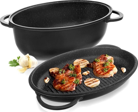 Picture of Orion Brytfanna granitowa owalna do pieczenia smaenia patelnia grillowa 2w1 10 l GRANDE