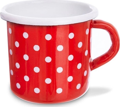 Attēls no Orion Kubek emaliowany, retro, 0,4 l, czerwony w grochy