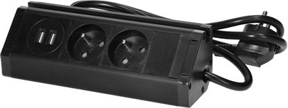 Picture of Orno Gniazdo meblowe Orno FS-13/B z uchwytem na telefon adowark USB i przewodem 3x2P+Z 2xUSB czarne