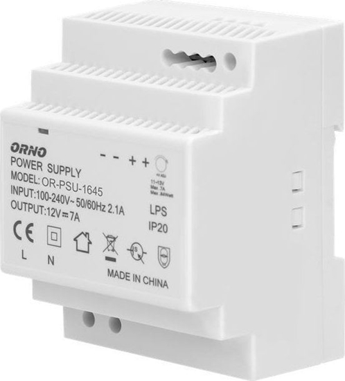 Picture of Orno Zasilacz na szyn DIN 12VDC 7A 84W OR-PSU-1645