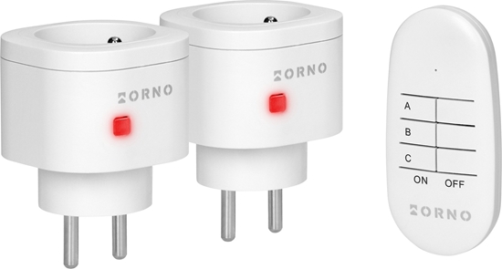 Picture of Orno Zestaw bezprzewodowych biaych gniazd sterowanych pilotem 2+1 OR-GB-462 Orno