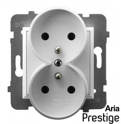 Picture of Ospel Aria Gniazdo podwójne z uziemieniem biae do ramek z linii Prestige GP-2URAZ/M/00 Ospel