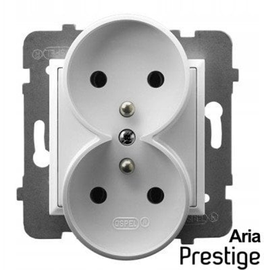 Picture of Ospel Aria Gniazdo podwójne z uziemieniem biae do ramek z linii Prestige GP-2URAZ/M/00 Ospel