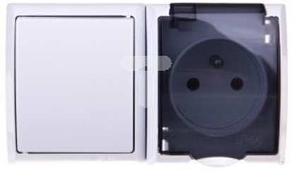 Picture of Ospel FALA cznik hermetyczny pojedynczy + gniazdo z/u z klapk przezroczyst biae (ZH-1Gd)