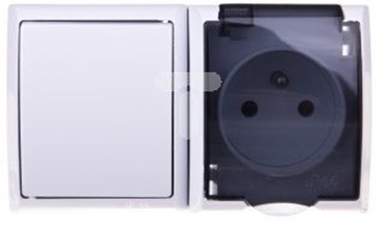 Изображение Ospel FALA cznik hermetyczny pojedynczy + gniazdo z/u z klapk przezroczyst biae (ZH-1Gd)