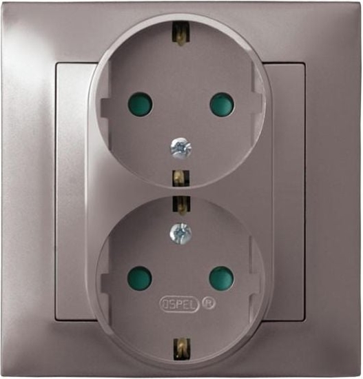 Picture of Ospel Gniazdo Impresja podwójne schuko z przesonami tytan (GP-2YSP/23)
