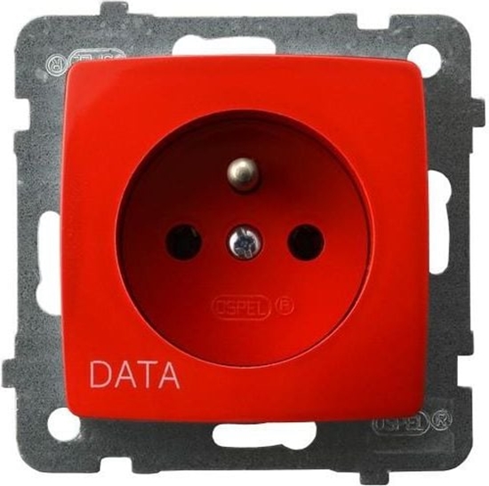 Picture of Ospel Gniazdo Karo pojedyncze z uziemieniem Data czerwone (GP-1SZD/m/00)