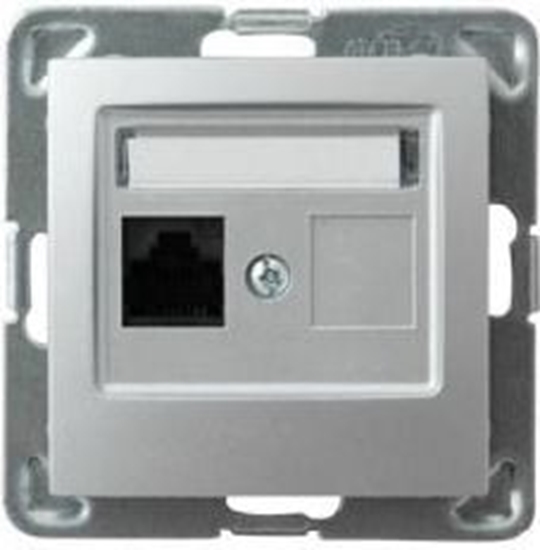 Picture of Ospel Gniazdo komputerowe Impresja pojedyncze RJ45 kat.5e srebrne (GPK-1Y/K/m/18)