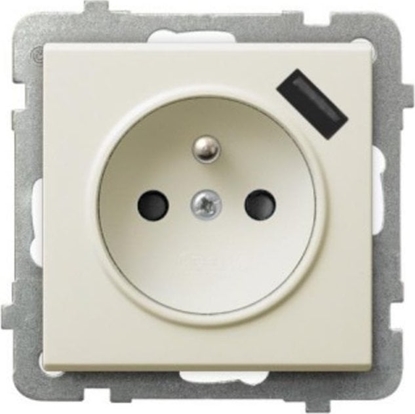 Picture of Ospel Gniazdo pojedyncze Ospel Sonata GP-1RZPUSB/m/27 z uziemieniem z przesonami z adowark USB 2,1A ecru