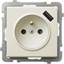 Picture of Ospel Gniazdo pojedyncze Ospel Sonata GP-1RZPUSB/m/27 z uziemieniem z przesonami z adowark USB 2,1A ecru
