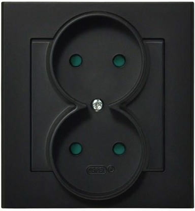 Picture of Ospel Gniazdo Sonata podwójne z przesonami torów prdowych czarny metalik (GP-2RP/33)