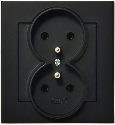 Attēls no Ospel Gniazdo Sonata podwójne z uziemieniem czarny metalik (GP-2RZ/33)