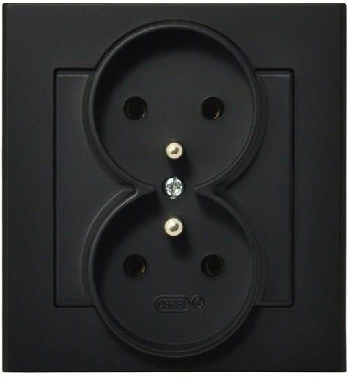 Picture of Ospel Gniazdo Sonata podwójne z uziemieniem czarny metalik (GP-2RZ/33)