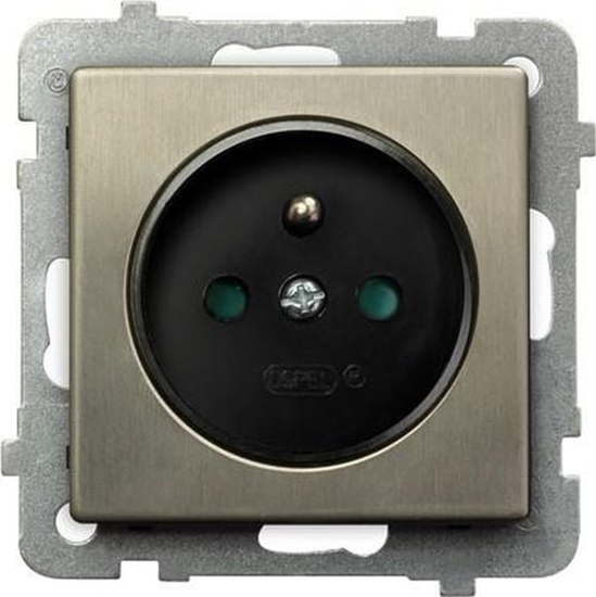 Picture of Ospel SONATA Gniazdo pojedyncze z/u z przesonami nowe srebro GP-1RMZP/m/44