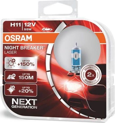 Attēls no Osram arówki halogenowe Osram H11 12V 55W PGJ19-2 NIGHT BREAKER SILVER+100% /2szt./