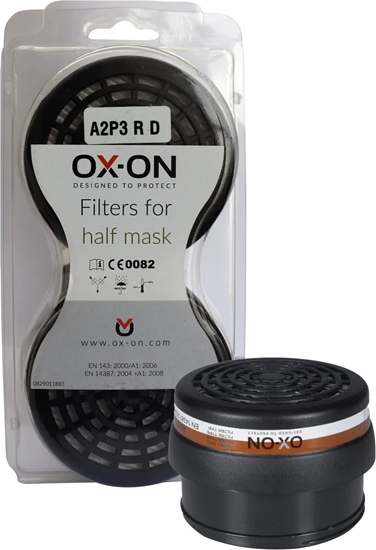 Picture of OX-ON filtersæt A2P3D - A2P3 filtre til anvendelse mod organiske dampe. 2 stk