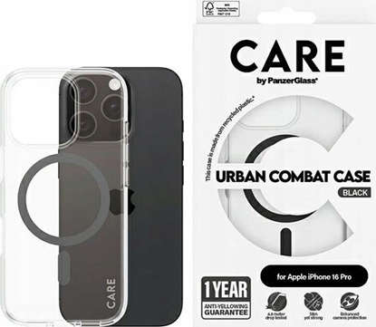 Picture of CARE by PanzerGlass Flagship Case Transp. BK MagSafe iP 16 P