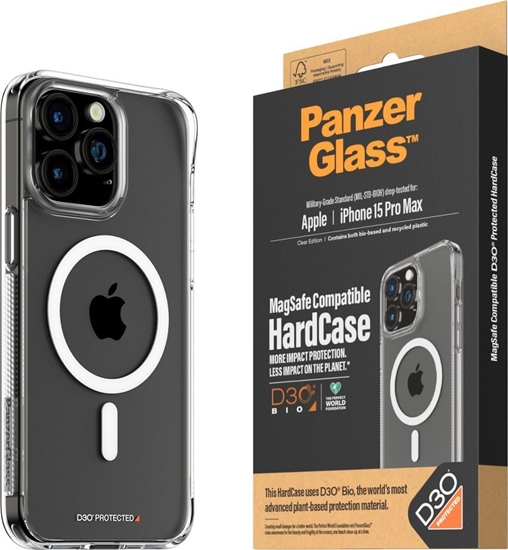 Изображение PanzerGlass Back cover | Apple | iPhone 15 Pro Max | Thermoplastic polyurethane (TPU), D3O Bio | Transparent | MagSafe