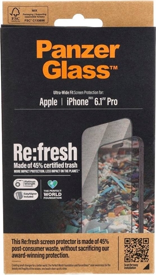 Picture of PanzerGlass Re:fresh Glass iPhone 15 Pro 6.1" Ultra-Wide-Fit Screen Protection Easy Aligner 2822