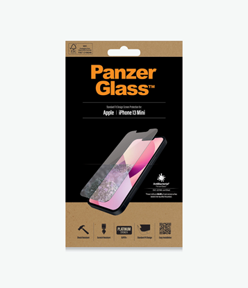 Attēls no PanzerGlass | Clear Screen Protector | Apple | iPhone 13 Mini | Tempered glass | Antibacterial glass; Resistant to scratches and bacteria; Shock absorbing; Easy to install