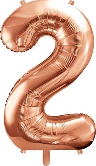 Изображение Party Deco Balon foliowy Cyfra "2", 86cm, róowe zoto uniwersalny