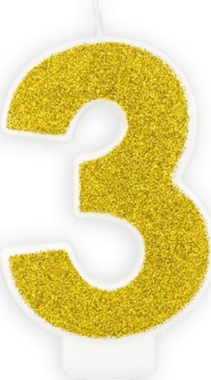 Picture of Party Deco wieczka cyferka z brokatem - 3 - 1 szt. uniwersalny
