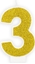 Изображение Party Deco wieczka cyferka z brokatem - 3 - 1 szt. uniwersalny