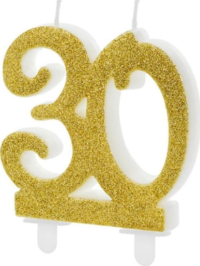 Picture of Party Deco wieczka na 30-tke ze zotym brokatem - 1 szt. uniwersalny