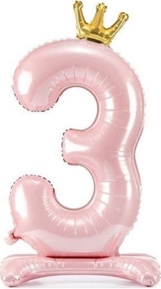 Attēls no PartyDeco Stojcy balon foliowy 3 84cm jasny róowy