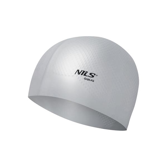 Picture of PELDCEPURE NQC SOLID COLOR GRAY SILICONE SWIMMING CAP DOTS NILS AQUA