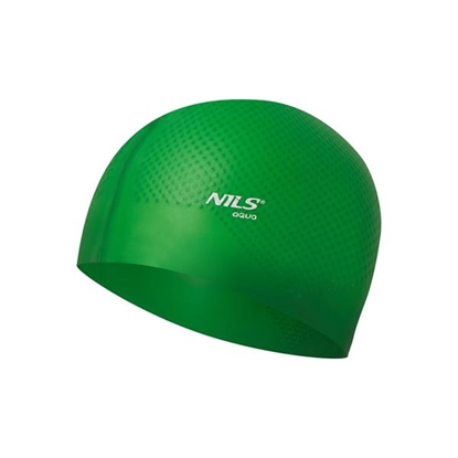 Attēls no PELDCEPURE NQC SOLID COLOR GREEN SILICONE SWIMMING CAP DOTS NILS AQUA