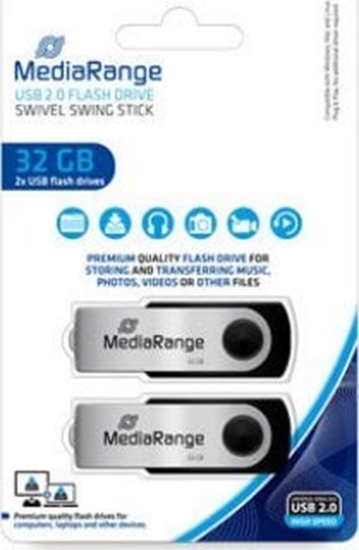 Picture of Pendrive MediaRange MediaRange MR911-2 pami USB 32 GB USB Typu-A 2.0 Czarny, Srebrny