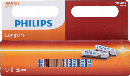 Attēls no Philips Philips LongLife - Zestaw baterii cynkowych AAA / R03 1.5V 12 szt.