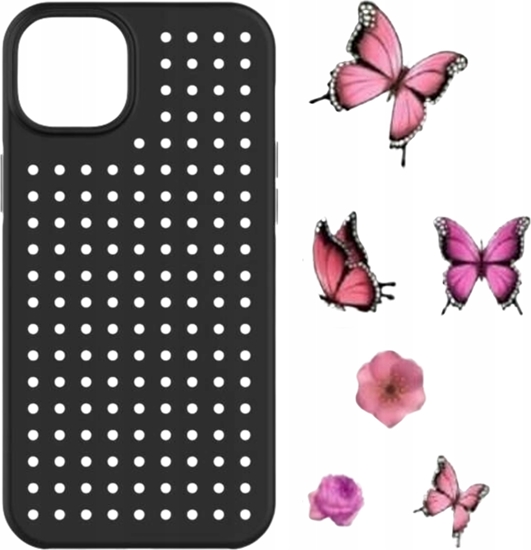 Picture of Pinit Zestaw Etui Pinit Dynamic + Flower/ Butterfly Pin iPhone 14 6.1" czarny/black wzór 1