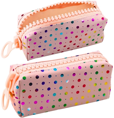 Attēls no Piórnik Szkolny Organizer W Kolorowe Kropki Duy Suwak Róowy 21x8cm LEAN Toys