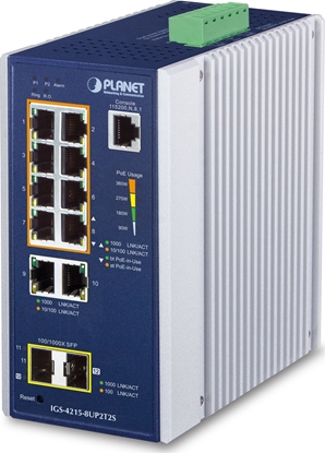Picture of PLANET IGS-4215-8UP2T2S cza sieciowe Zarzdzany L2/L4 Gigabit Ethernet (10/100/1000) Obsuga PoE Aluminium, Niebieski